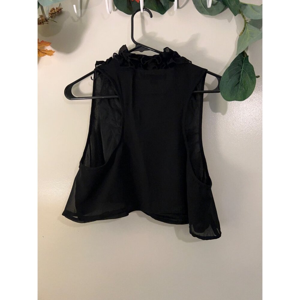 Ruffle Lightweight Blouse~ Women’s~ Chiffon Tank Top Coquette Y2K Size L - Picture 8 of 12